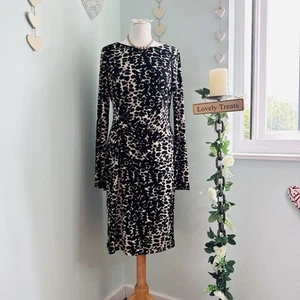 DKNY Women's Midi Leopard Print Size 12 Excellent Condition - Picture 1 of 8