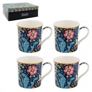 WILLIAM MORRIS COMPTON FLORAL MUGS SET OF 4 Gift Boxed, The Leonardo Collection - Picture 1 of 3
