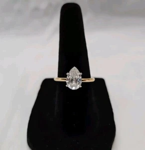 Vintage 18K Gold 1 1/2 carat Pear Shape Diamond Solitaire Ring Sz6 EXQUISITE!! - Picture 1 of 15