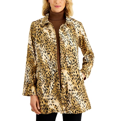 Chaqueta para mujer JM Collection estampado guepardo suave galleta botones dorados bolsillos L Foto 1 de 3