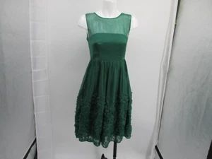 Anthropologie Tiny Dress Womens 4 Extra Small Green 100% Silk Lace Ruffle Fairy - Picture 1 of 22