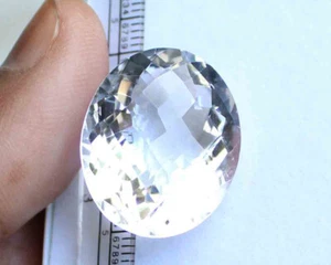 Large 38.00 ct Crystal White Quartz Oval Faceted Cut Loose Gemstone - Picture 1 of 4