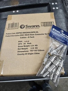 Conectores de cable Swann BNC plateados macho RG-59 para CCTV 24 paquetes de 8 (192) en total - Imagen 1 de 3
