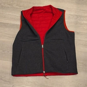 Cremieux red gray Reversible puffer vest zip pockets sleeveless new medium men M - Picture 1 of 5
