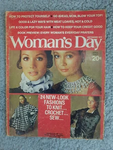 Woman’s Day Magazine Vintage September 1970: 24 Fashions to Knit Crochet Sew - Picture 1 of 5