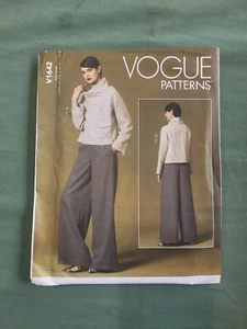 Vogue Sewing Patterns V1642 Misses ‘ XS-M Top Patch Pockets And Wide Pants Uncut - Picture 1 of 6