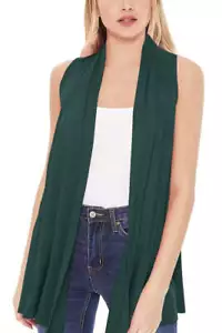 Solid, long body open front vest in a loose fit - Picture 1 of 37