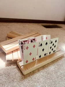 Set Of 4 Playing Card Holder TCG MTG Handmade Cedar Wood Hands Free Sanded - Picture 1 of 12