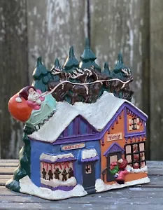 Stampo ceramica dipinto a mano vintage villaggio di Natale panetteria negozio giocattoli Babbo Natale in slitta - Foto 1 di 8