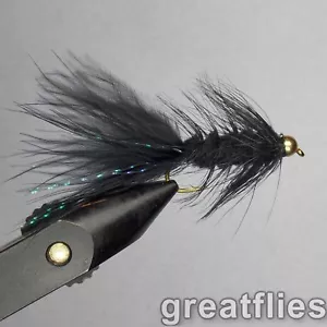 1 dozen (12) - Woolly Bugger - BLACK - Bead Head - Picture 1 of 1