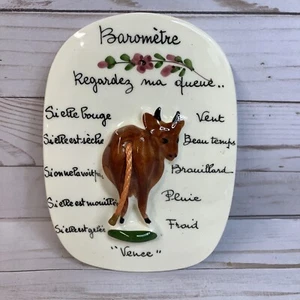 Vintage Kuh "Barometer" Französische Sprache Wandbehang Keramik UNIKAT - Bild 1 von 6