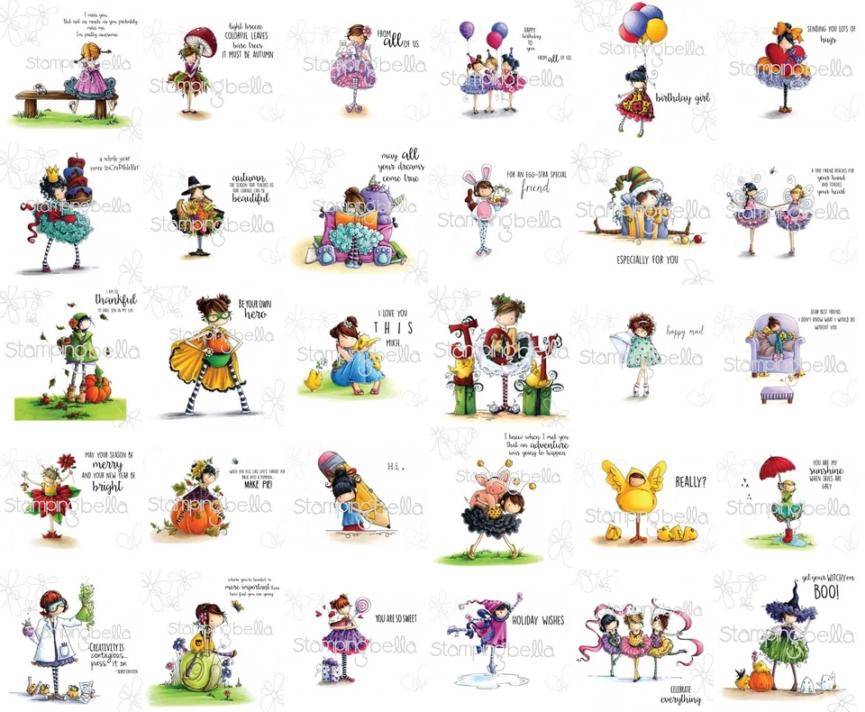 TINY TOWNIES-Stamping Bella Cling Mount Rubber Stamp-Stamping Craft-Townie Girls - Image 1 of 1