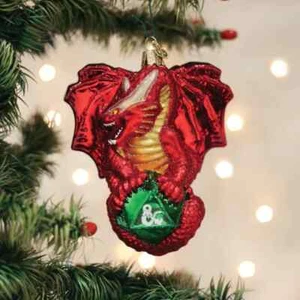 Old World Christmas DUNGEONS & DRAGONS RED DRAGON (44231) Glass Orn. w/OWC Box - Picture 1 of 3