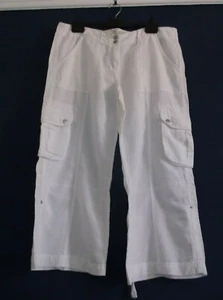 Ladies white linen trousers size 14 - Picture 1 of 5