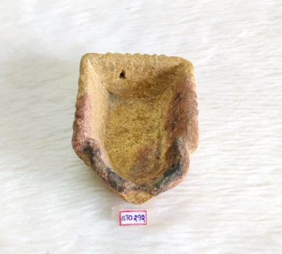 Vintage Primitive Handmade Yellow Stone Oil Lamp Stoneware Collectible STO292 - Image 1 of 4