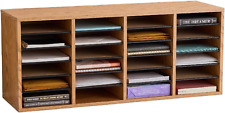 , Wooden Paper and Mail Organizer for Home Office and Classroom, Adjustable Shel