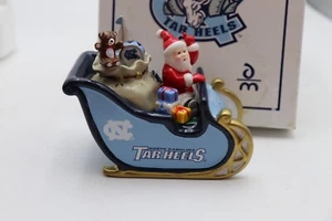 UNC Carolina Danbury Mint Christmas Ornament 2008 Sled with Santa Porcelain NOS - Picture 1 of 4