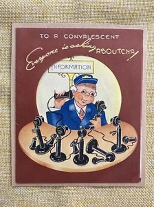 Train / Telephone Vintage Crossover Collectible 1940 Get Well Greeting Card - Picture 1 of 4