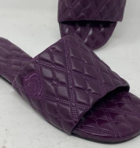 $870 Burberry Quilt Slide Sandals Slipper Size 39 9 Pansy Purple Quilted Pool - Picture 1 of 23