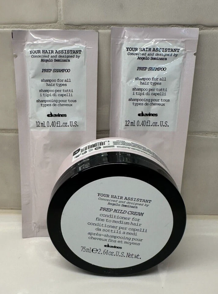 DAVINES YOUR HAIR ASSISTANT Lot of 3 PREP MILD CREAM CONDITIONER & PREP SHAMPOO - Image 1 of 1