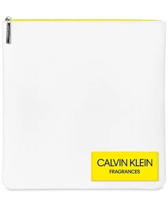 Bolsa grande de viaje Calvin Klein fragancias maquillaje cosmético blanco y amarillo  - Imagen 1 de 3
