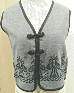 * GRAU * Wolle * Weste * Kimono Knöpfe * Damen Größe 14 - Bild 1 von 9