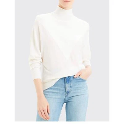 Theory women’s ivory V Intarsia Regal wool turtleneck sweater size XL - Image 1 of 4