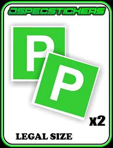 GREEN P PLATE STICKER NON MAGNETIC LEGAL SIZE LICENCE REGO x2 CAR BIKE STICK ON - Picture 1 of 1
