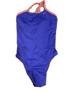 Nike Girls One Piece Swimsuit NWT $44 Size 12 Cross Back Purple/Coral Solids - Picture 1 of 9