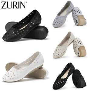 ZURIN Women Floral Mesh Ballet Flats Casual Travel Work Dress Slip On Flat Shoes - Picture 1 of 59