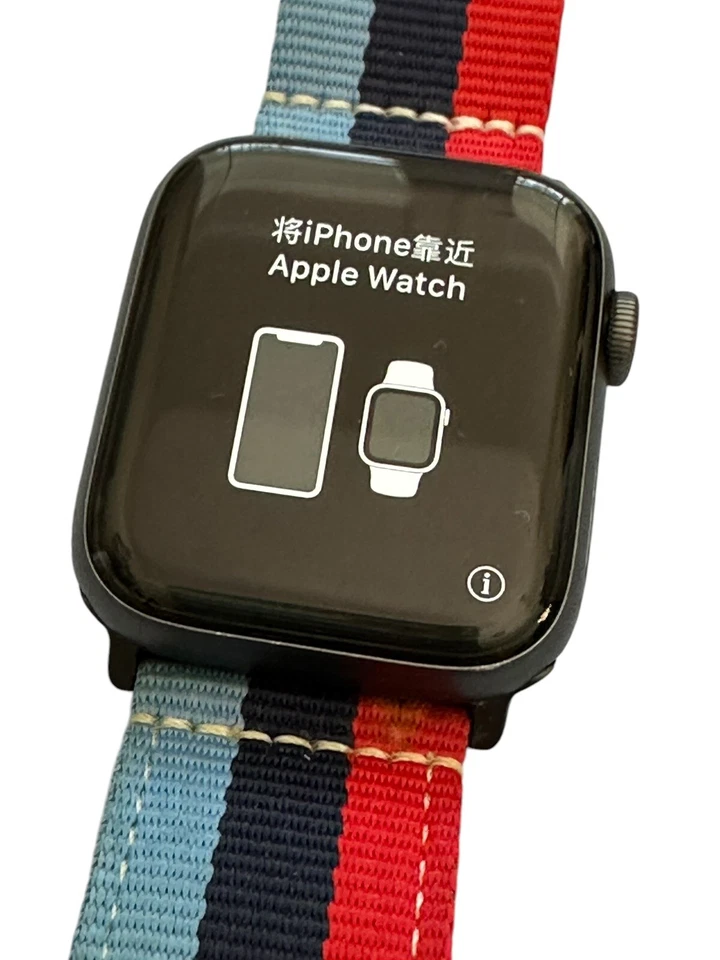 Apple Watch Series 4 GPS+LTE w/ 44MM Space Gray Case & Stripe Sport Band Works! - Image 1 of 4