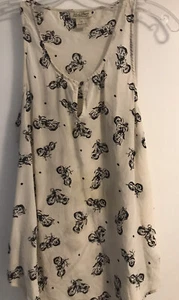 LUCKY BRAND Womens SILK Sheer MOTORCYCLE RACERBACK Sleeveless TANK Shirt Small - Picture 1 of 8
