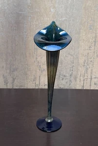 Hand Blown Art Glass Czech Vase Cobalt Blue with Additional color 12.5" Tall - Picture 1 of 8