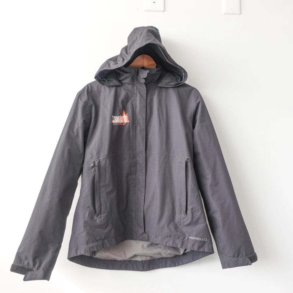 Tough Mudder Jacket Large Black Windbreaker Zip Packable Hooded Merrell Dry - Image 1 of 4