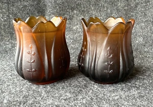 Vintage Cristal Codarvi Votivkerzenhalter - Tulpenmuster - 2er Set - Bild 1 von 18