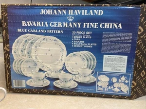 Johann Haviland "BLUE GARLAND" Pattern, 20pc Set, Platinum trim, Bavaria - NIB - Picture 1 of 13