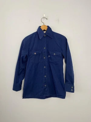 Camisa vintage años 70 Levi's Big E pestaña blanca, pana azul, para mujer talla XS, EE. UU. Foto 1 de 4