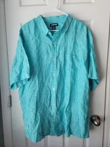Lands End Herren Traditional Fit Kurzarm Leinen Hemd hellblau Gr.2X mit Tasche - Bild 1 von 9