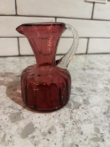 Vintage MCM Pilgrim Cranberry Glass Small Creamer Pitcher - Picture 1 of 7