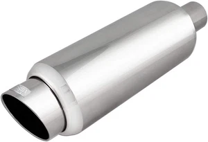 Universal Round Muffler 2.25" Inlet-3.25" 5" Tip Slant Cut - Foto 1 di 5