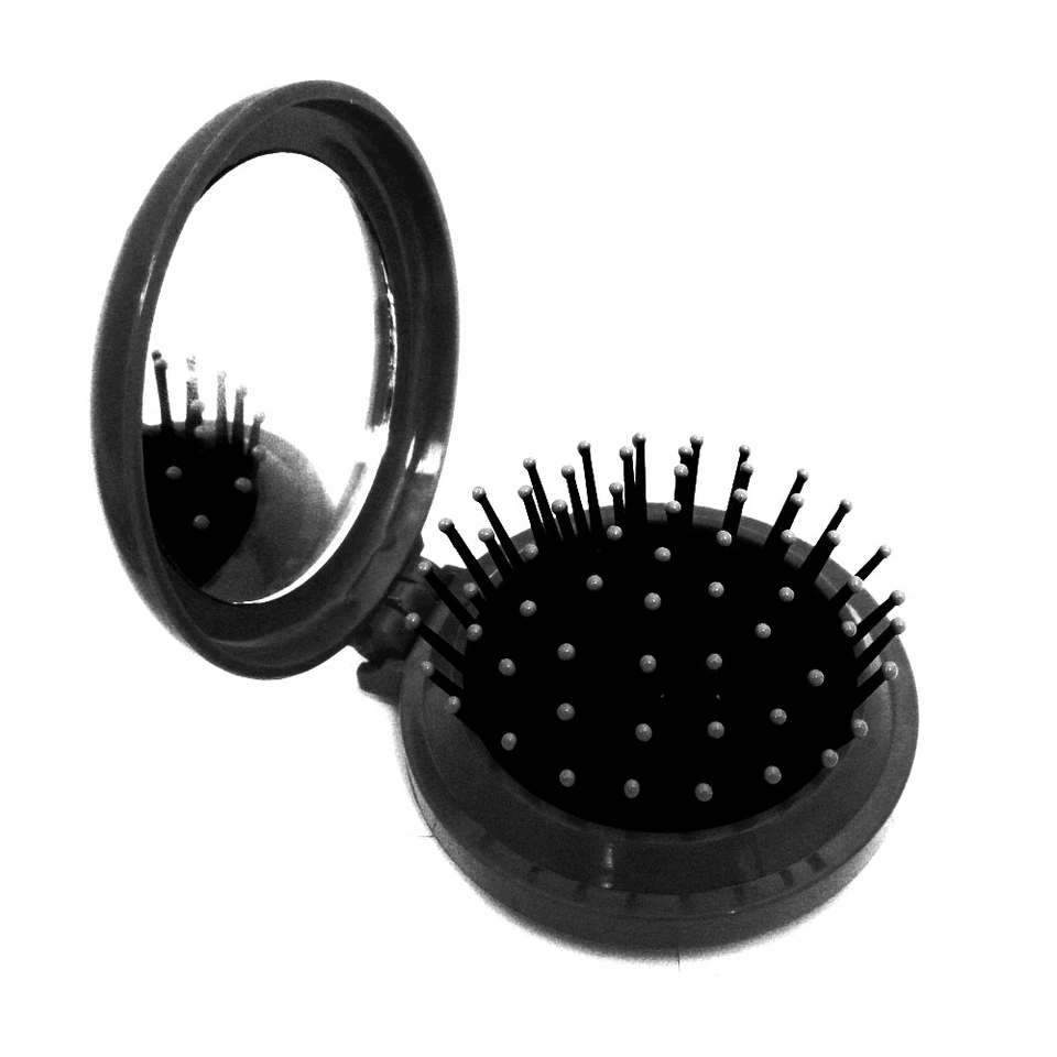 3 Pk Folding Hair Brush W/ Mirror Compact Pocket Size Travel Car Purse Bag Gifts - Image 1 of 1