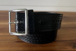 Boston Leather 6505 Black Basketweave Leather Police Utility Belt size 30 - Picture 1 of 4