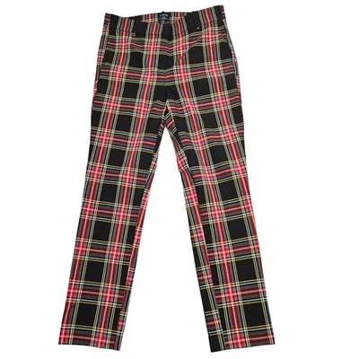 J Crew Ruby Full Length Plaid Pants Women's Size 10 Black Red Yellow Green - Image 1 of 4