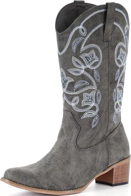IXU Cowboy Boots For Women Wide Calf Pointy Toe Cowgirl Mid Calf...  - Image 1 of 4