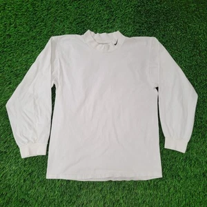 Vintage Y2K NIKE Shirt Medium 20x26 White Swoosh-Neck - Picture 1 of 16