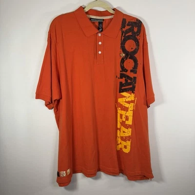 Camisa Polo Vintage RocaWear Para Hombre Talla 3XL Naranja Estampada Spellout Hiphop Y2K Años 90 Foto 1 de 4
