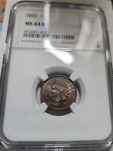 1892 Indian Penny NGC MS64 BN - Picture 1 of 3