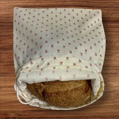 Хлопковая льняная сумка для хлеба ручной работы с цветочным принтом, многоразовое хранение хлеба закваски - Изображение 1 из 4