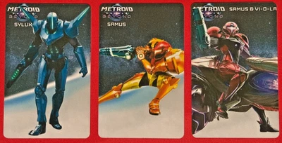Metroid 4 Beyond Sylux / Samus / Vi-O-La Set Of 3 amiibo NFC Cards OnCard Images