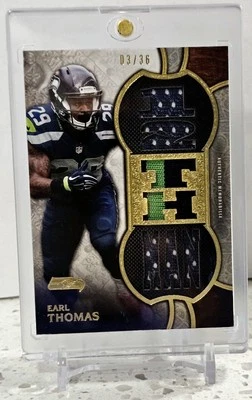 2015 Topps Triple Threads Earl Thomas 12th Man Patch /36 Rare! - Image 1 of 2